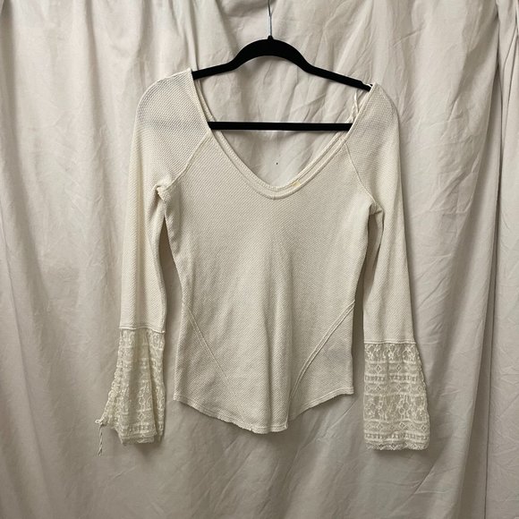 White Free People Lacey Long Sleeved Top - Picture 1 of 3